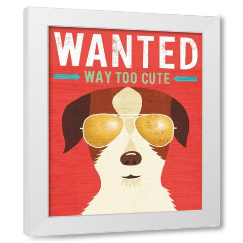 Beach Bums Terrier I Wanted White Modern Wood Framed Art Print by Mullan, Michael