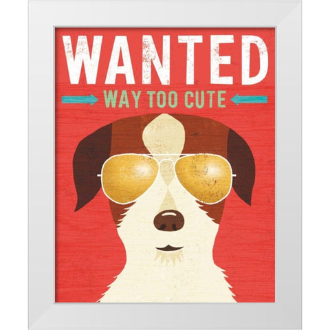 Beach Bums Terrier I Wanted White Modern Wood Framed Art Print by Mullan, Michael