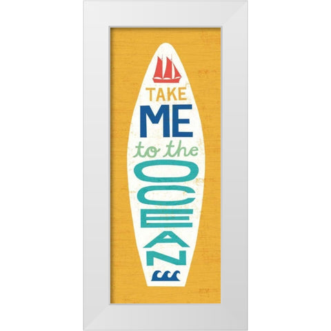 Beach Bums Surf Board IV White Modern Wood Framed Art Print by Mullan, Michael
