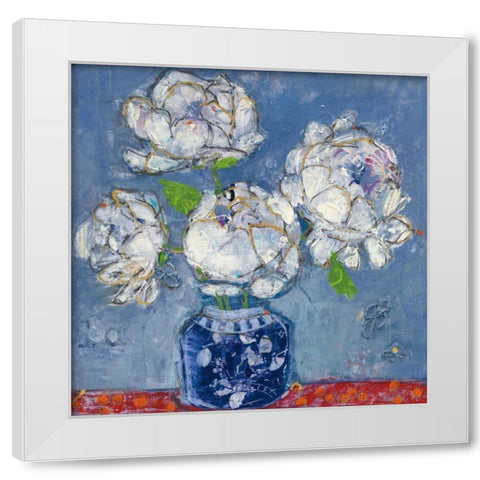 Vase of Peonies White Modern Wood Framed Art Print by Day, Kellie