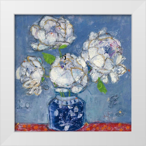 Vase of Peonies White Modern Wood Framed Art Print by Day, Kellie