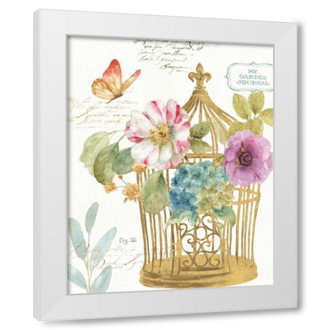 Rainbow Seeds Romantic Birdcage I White Modern Wood Framed Art Print by Audit, Lisa