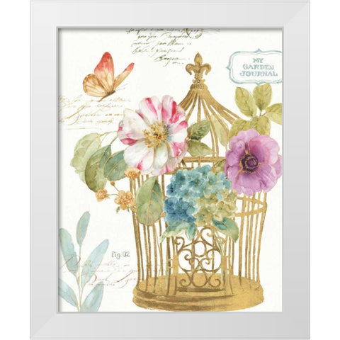 Rainbow Seeds Romantic Birdcage I White Modern Wood Framed Art Print by Audit, Lisa