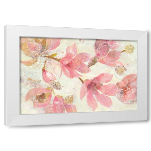 Magnolias in Bloom on White White Modern Wood Framed Art Print by Hristova, Albena