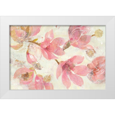 Magnolias in Bloom on White White Modern Wood Framed Art Print by Hristova, Albena