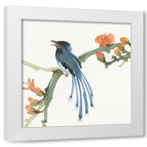 Formosan Blue Magpie White Modern Wood Framed Art Print by Paschke, Chris