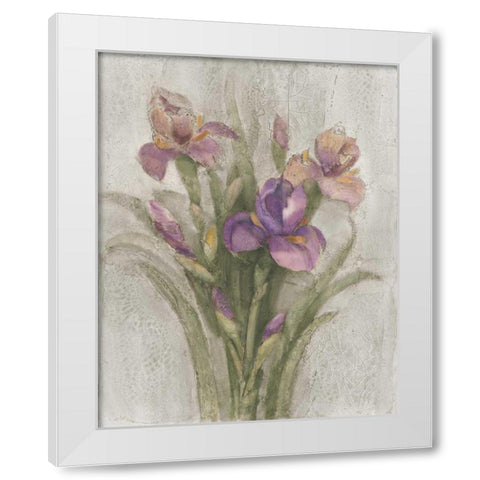 Purple Iris Garden on Grey White Modern Wood Framed Art Print by Hristova, Albena