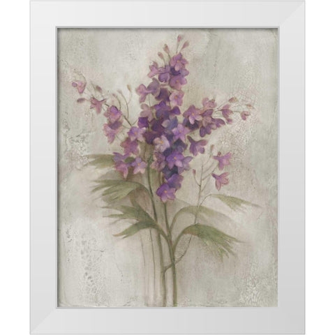 Purple Larkspur Garden on Grey White Modern Wood Framed Art Print by Hristova, Albena