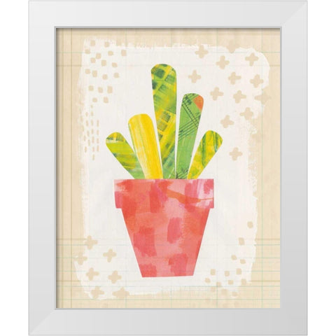Collage Cactus VI on Graph Paper White Modern Wood Framed Art Print by Averinos, Melissa