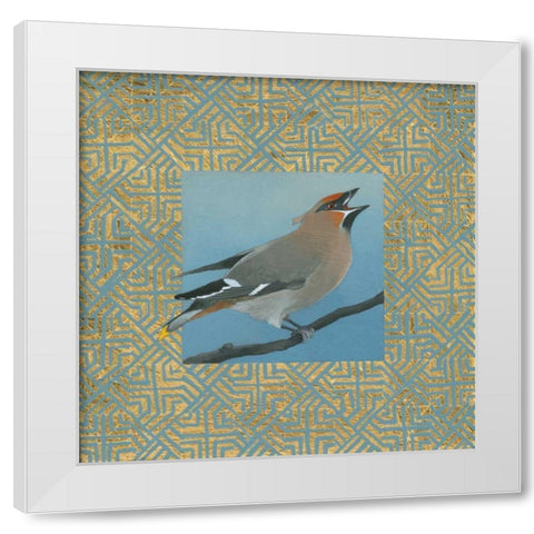 Cedar Waxwing Border White Modern Wood Framed Art Print by Lovell, Kathrine