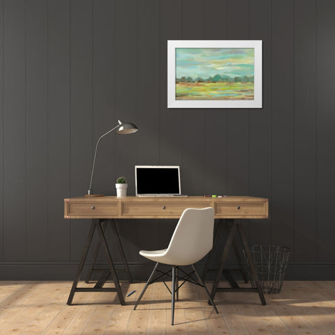 Teal Forest Crop White Modern Wood Framed Art Print by Vassileva, Silvia