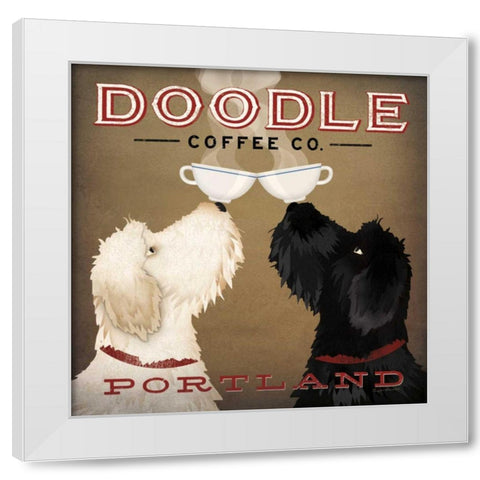 Doodle Coffee Double IV Portland White Modern Wood Framed Art Print by Fowler, Ryan