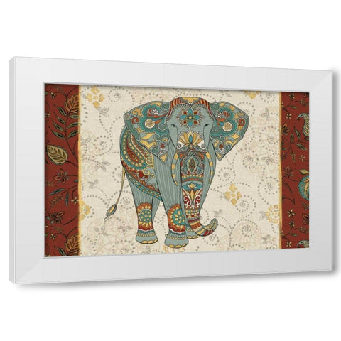 Elephant Caravan IA White Modern Wood Framed Art Print by Daphne, Brissonnet