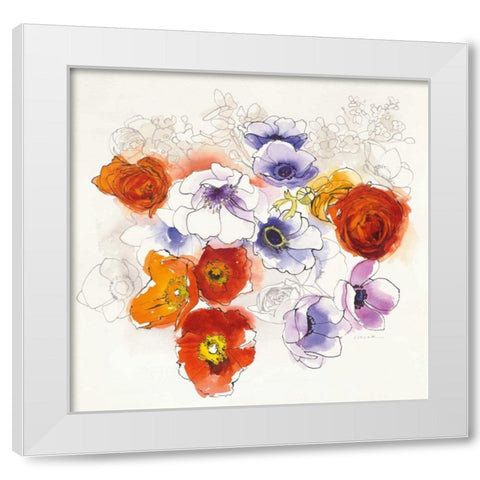 Spring Fleurs White Modern Wood Framed Art Print by Novak, Shirley