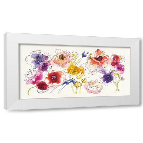 Rainbow Ruffles White Modern Wood Framed Art Print by Novak, Shirley