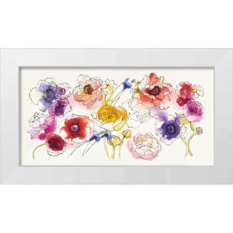 Rainbow Ruffles White Modern Wood Framed Art Print by Novak, Shirley