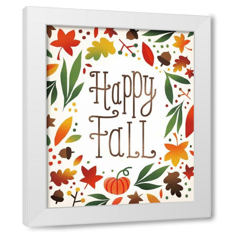Harvest Time Happy Fall White Modern Wood Framed Art Print by Mullan, Michael