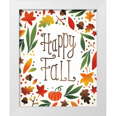 Harvest Time Happy Fall White Modern Wood Framed Art Print by Mullan, Michael