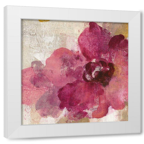 Elegant Fresco Floral Gold Flower I White Modern Wood Framed Art Print by Vassileva, Silvia