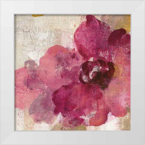 Elegant Fresco Floral Gold Flower I White Modern Wood Framed Art Print by Vassileva, Silvia