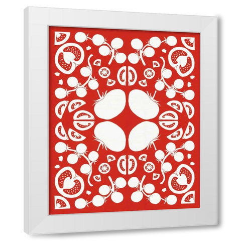Retro Tomato Otomi Silhouette White Modern Wood Framed Art Print by DeNeige, Elyse