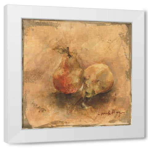 Gilted Pears White Modern Wood Framed Art Print by Hageman, Marilyn