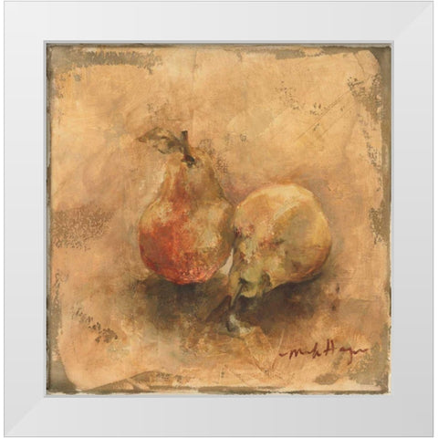 Gilted Pears White Modern Wood Framed Art Print by Hageman, Marilyn