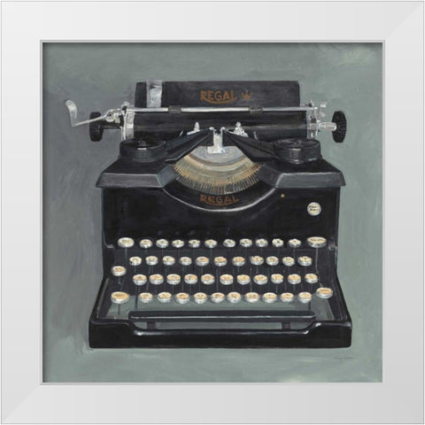 Classic Typewriter White Modern Wood Framed Art Print by Tillmon, Avery