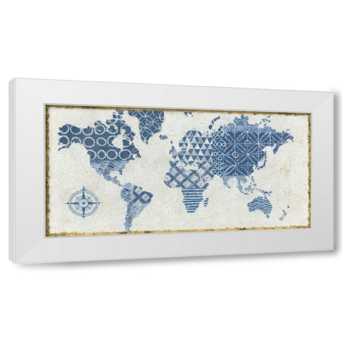 Indigo Gild Map Maki White Modern Wood Framed Art Print by Lovell, Kathrine