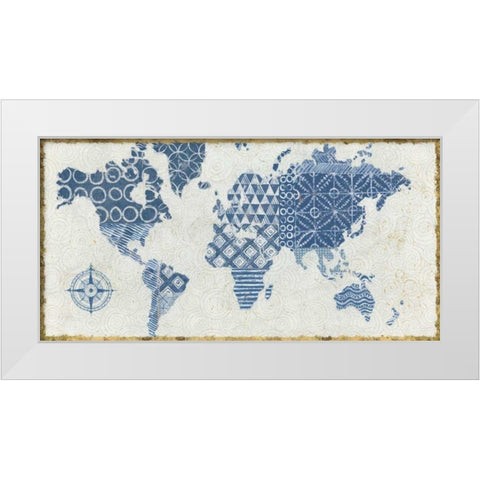 Indigo Gild Map Maki White Modern Wood Framed Art Print by Lovell, Kathrine
