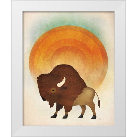 Blazing Sun Bison White Modern Wood Framed Art Print by Fowler, Ryan