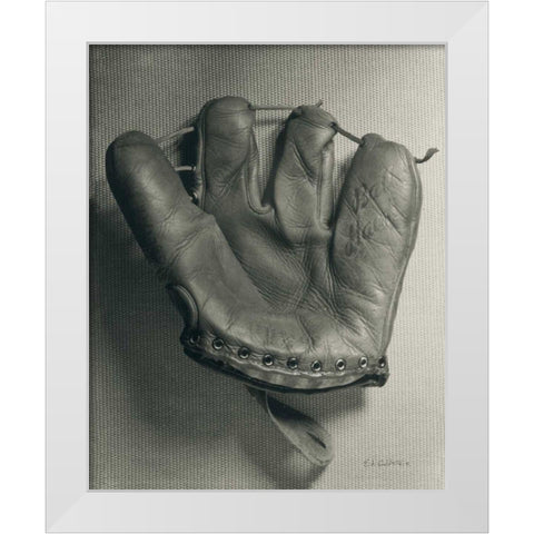 Baseball Glove White Modern Wood Framed Art Print by Goldstein, Ed
