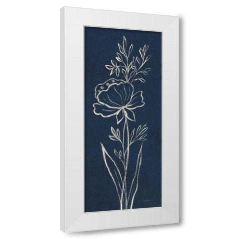 Indigo Floral III White Modern Wood Framed Art Print by Vassileva, Silvia