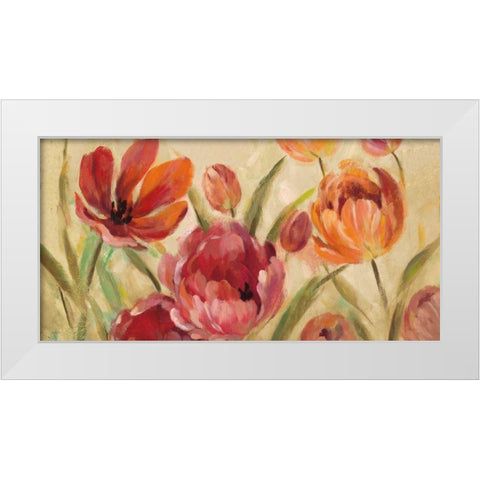 Expressive Tulips Neutral v2 White Modern Wood Framed Art Print by Vassileva, Silvia
