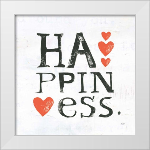 Happiness White Modern Wood Framed Art Print by Day, Kellie