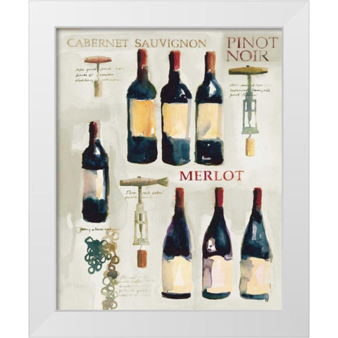 Red Wine Collage on White White Modern Wood Framed Art Print by Clark, Michael
