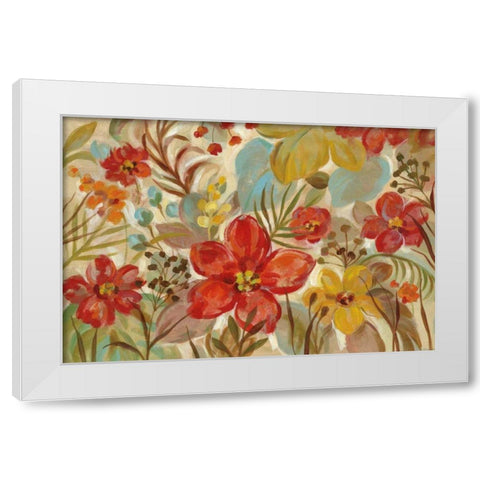 Tropical Flowers White Modern Wood Framed Art Print by Vassileva, Silvia