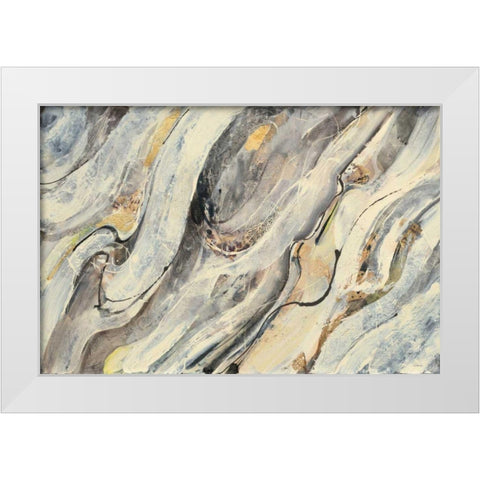 Golden Falls White Modern Wood Framed Art Print by Hristova, Albena