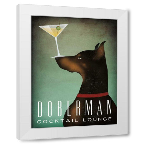 Doberman Martini White Modern Wood Framed Art Print by Fowler, Ryan