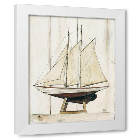 Schooner I White Modern Wood Framed Art Print by Brown, David Carter
