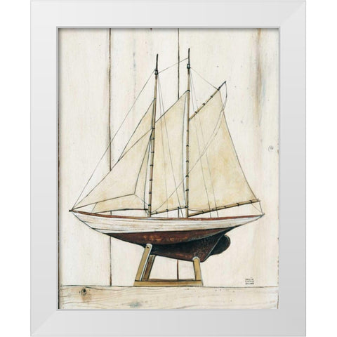 Schooner I White Modern Wood Framed Art Print by Brown, David Carter