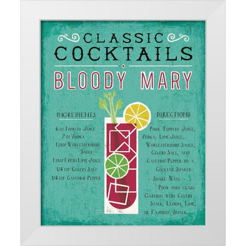 Classic Cocktail Bloody Mary White Modern Wood Framed Art Print by Mullan, Michael