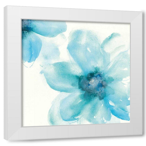 Teal Cosmos I White Modern Wood Framed Art Print by Paschke, Chris