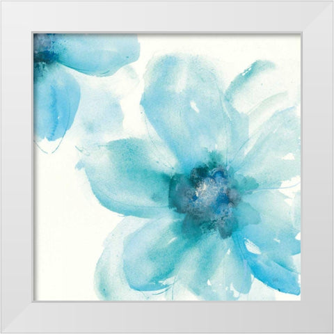 Teal Cosmos I White Modern Wood Framed Art Print by Paschke, Chris