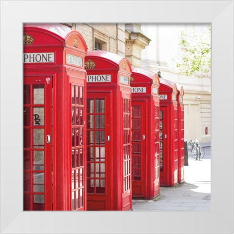 Covent Garden Phone Boxes White Modern Wood Framed Art Print by Bevan, Keri