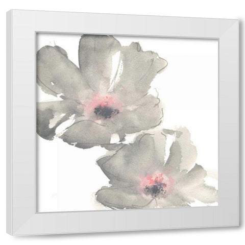 Gray Blush Cosmos I on White White Modern Wood Framed Art Print by Paschke, Chris