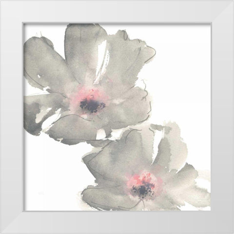 Gray Blush Cosmos I on White White Modern Wood Framed Art Print by Paschke, Chris