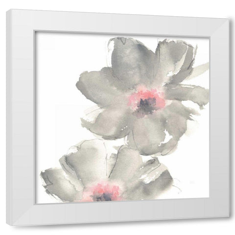 Gray Blush Cosmos II on White White Modern Wood Framed Art Print by Paschke, Chris