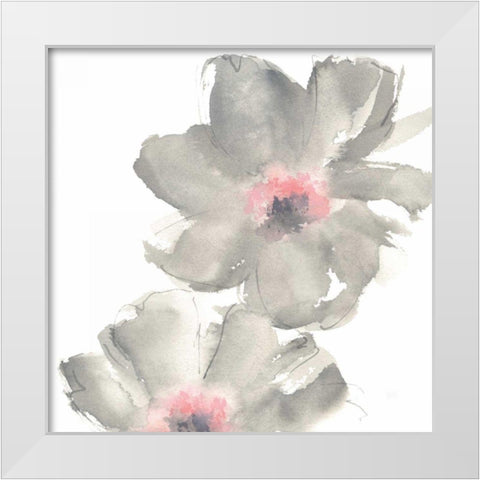 Gray Blush Cosmos II on White White Modern Wood Framed Art Print by Paschke, Chris