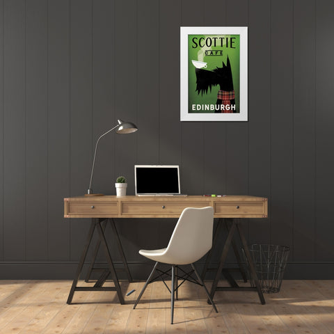 Scottie Cafe White Modern Wood Framed Art Print by Fowler, Ryan